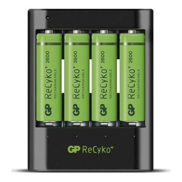 GP GP Μπαταρίες ReCyko+ 4 x AA Επαναφορτιζόμενες Μπαταρίες 2600 mAh + Γρήγορος Φορτιστής