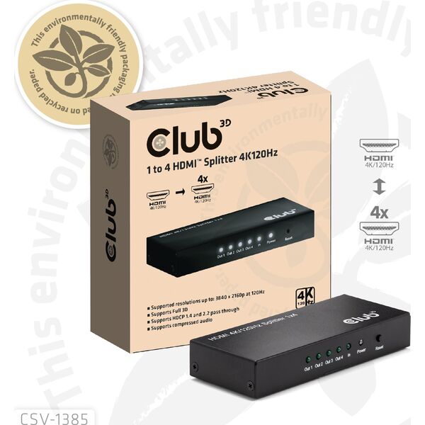 Club 3D Club3D HDMI Splitter 1 είσοδος -> 4 έξοδοι 4K120Hz UHD λιανική
