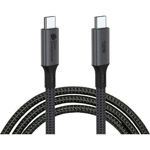 Καλώδιο USB TRITON GoodConnections USB-C 4.0 (ST-ST) 1,8m Καλώδιο σύνδεσης Υφασμάτινο περίβλημα 100W 8K 30Hz Ανθρακί