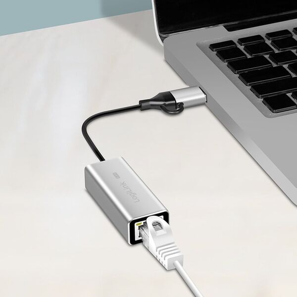 Adapter USB LogiLink LogiLink USB-A/-C auf 2,5G Ethernet-Netzwerkadapter grau