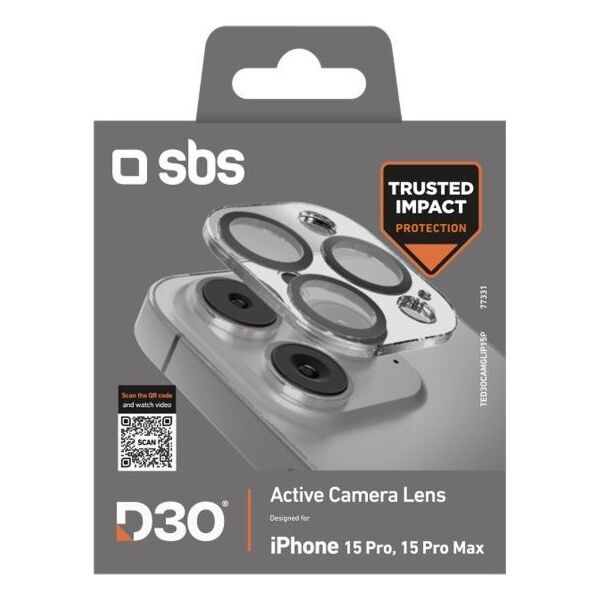 SBS Mobile Tempered Glass SBS Tempered Glass D3O με πλαίσιο για iPhone 15 Pro / Pro Max
