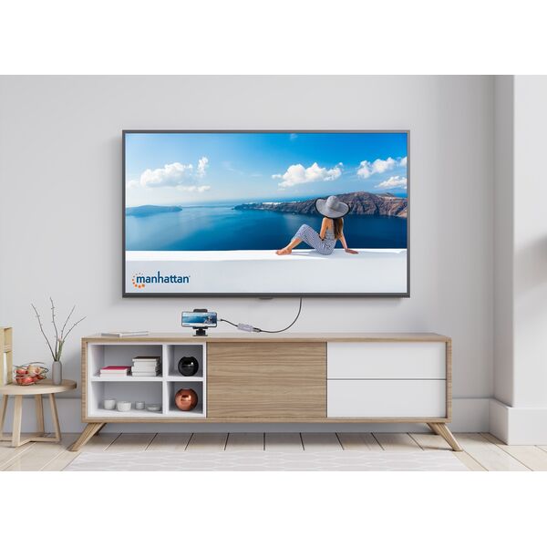 Adapter AV Manhattan MANHATTAN USB-C auf HDMI 3-in-1 Docking-Konverter USB 3.2 Typ-C-Stecker auf HDMI 4K60Hz USB-A 5 Gbit/s und USB-C Power Delivery 100W