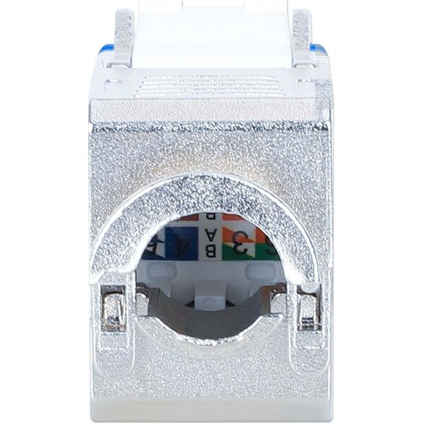 Intellinet Network Solutions INTELLINET Cat6a 10G Slimline Keystone-Modul STP werkzeuglos mit Rastclip f�r Massivdraht vergoldete Kontakte Metallgeh�use blau