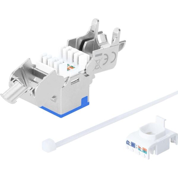 Intellinet Network Solutions INTELLINET Cat6a 10G Slimline Keystone-Modul STP werkzeuglos mit Rastclip f�r Massivdraht vergoldete Kontakte Metallgeh�use blau