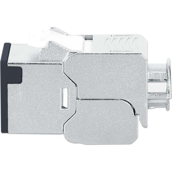 Intellinet Network Solutions INTELLINET Cat6a 10G Slimline Keystone-Modul STP werkzeuglos mit Rastclip f�r Massivdraht vergoldete Kontakte Metallgeh�use schwarz