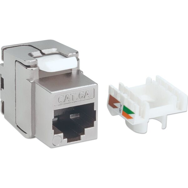 Intellinet Network Solutions INTELLINET Cat6a-Modularbuchse FTP Keystone Jack werkzeuglos silber