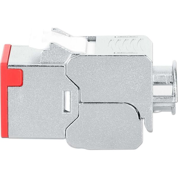 Intellinet Network Solutions INTELLINET Cat6a 10G Slimline Keystone-Modul STP werkzeuglos mit Rastclip f�r Massivdraht vergoldete Kontakte Metallgeh�use rot