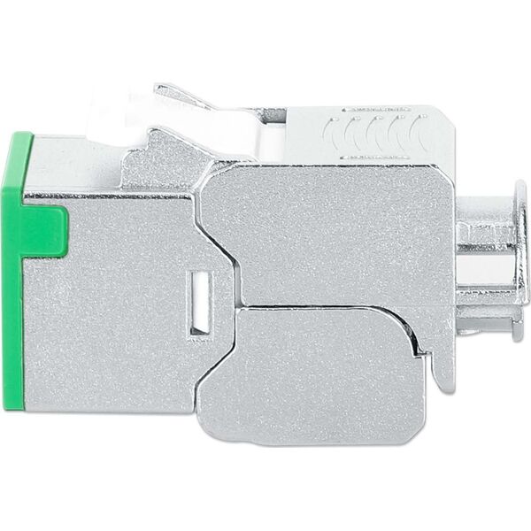 Intellinet Network Solutions INTELLINET Cat6a 10G Slimline Keystone-Modul STP werkzeuglos mit Rastclip f�r Massivdraht vergoldete Kontakte Metallgeh�use gr�n