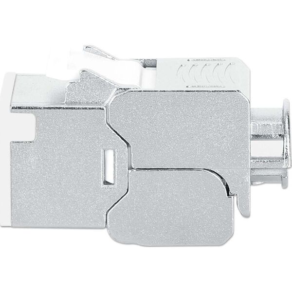 Intellinet Network Solutions INTELLINET Cat6a 10G Slimline Keystone-Modul STP werkzeuglos mit Rastclip f�r Massivdraht vergoldete Kontakte Metallgeh�use weiss