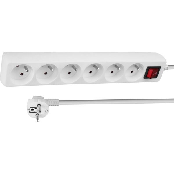 Lindy 73126 rozgałęziacz 6 x gniazdo sieciowe Wewnętrzna Biały