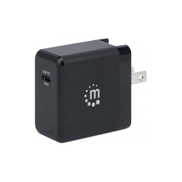 MANHATTAN GaN Power Delivery USB-Ladegeraet USB-Netzteil USB-C PD-Port bis 65W auswechselbare Stecker fuer EU, UK und US