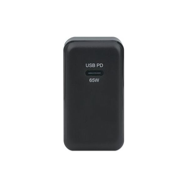 MANHATTAN GaN Power Delivery USB-Ladegeraet USB-Netzteil USB-C PD-Port bis 65W auswechselbare Stecker fuer EU, UK und US