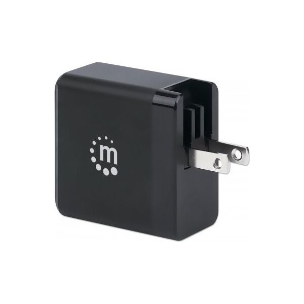MANHATTAN GaN Power Delivery USB-Ladegeraet USB-Netzteil USB-C PD-Port bis 65W auswechselbare Stecker fuer EU, UK und US