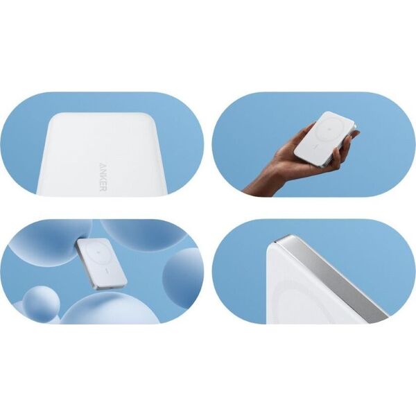 ANKER MagGo PowerBank 10.000mAh Slim weiss magnetische Powerbank im ultra-schlanken Design fuer iPhone 12 und h�her und AirPods