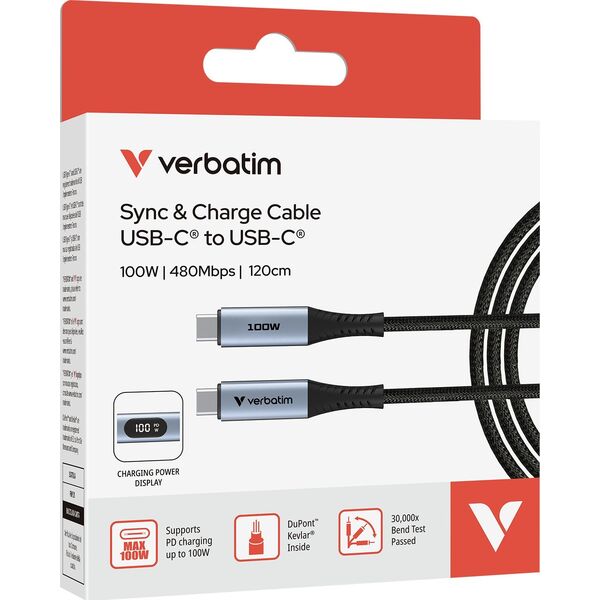 Verbatim 31848 kabel USB USB 2.0 1,2 m USB C Czarny