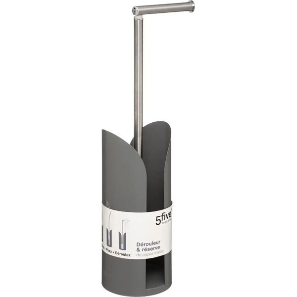 5five Stojak na papier toaletowy szary metalowy 2w1 loft