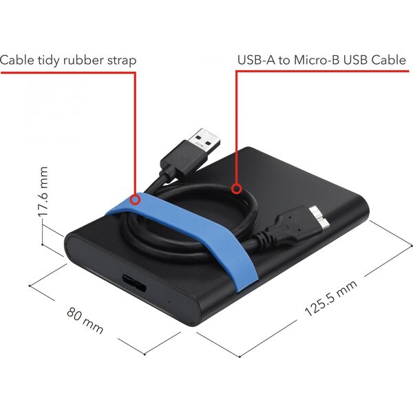Verbatim Zestaw obudowa dysku 2,5,, HDD/SSD, Verbatim, 2.5", Store,N,Go, USB 3.0 (3.2 Gen 1), 53106, czarna