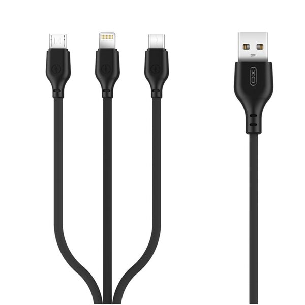 XO cable NB103 3in1 USB - Lightning + USB-C + microUSB 1,0 m 2,1A black 6920680862689
