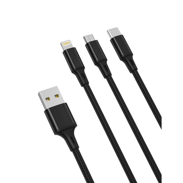 XO cable NB173 3in1 USB - Lightning + USB-C + microUSB 1,2 m 2,4A black 6920680876235