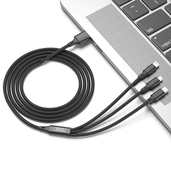 XO cable NB173 3in1 USB - Lightning + USB-C + microUSB 1,2 m 2,4A black 6920680876235