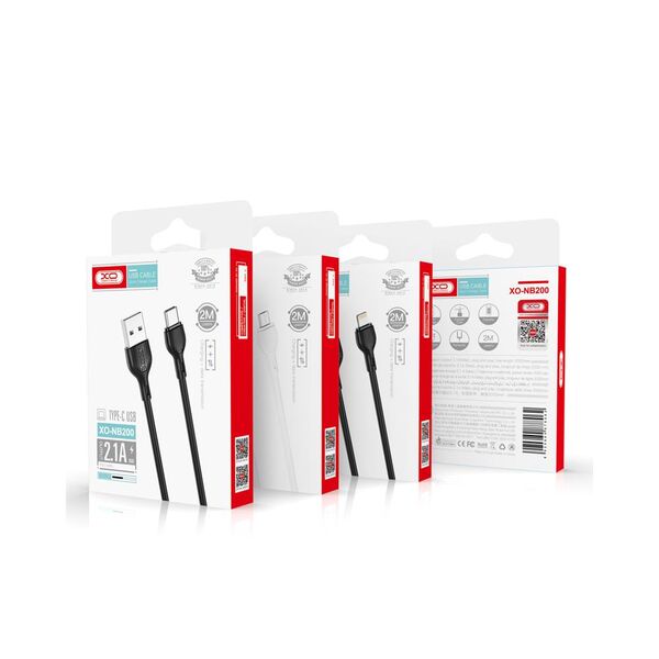 XO cable NB200 USB - Lightning 2,0m 2.1A black 6920680877997