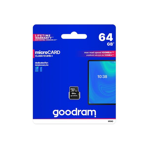 GoodRam Memory Card 256GB microSDXC kl. 10 UHS-I 100 / 10 MB/s + adapter 5908267930175