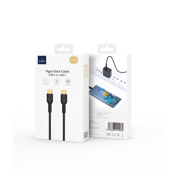 WIWU cable YQ02 USB-C - USB-C 100W 1,2m black 6976195096484