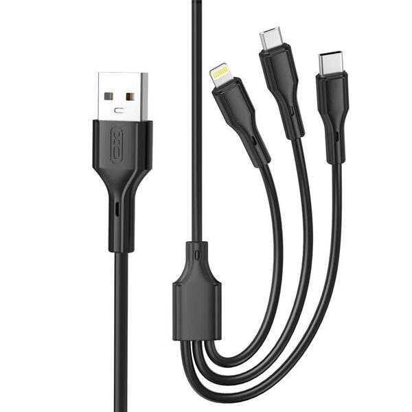 XO cable NB230 3w1 USB - Lightning + USB-C + microUSB 1,0m 2,4A black 6920680833528