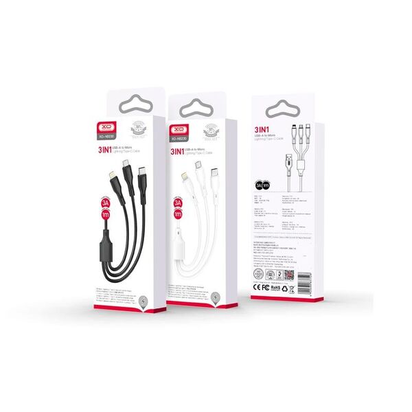 XO cable NB230 3w1 USB - Lightning + USB-C + microUSB 1,0m 2,4A black 6920680833528