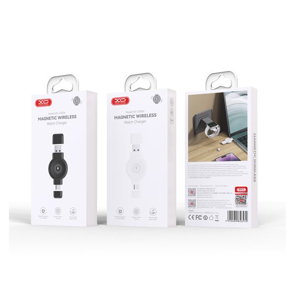 XO wireless inductive watch charger QI CX026 USB+USB-C 2,5W white 6920680856572