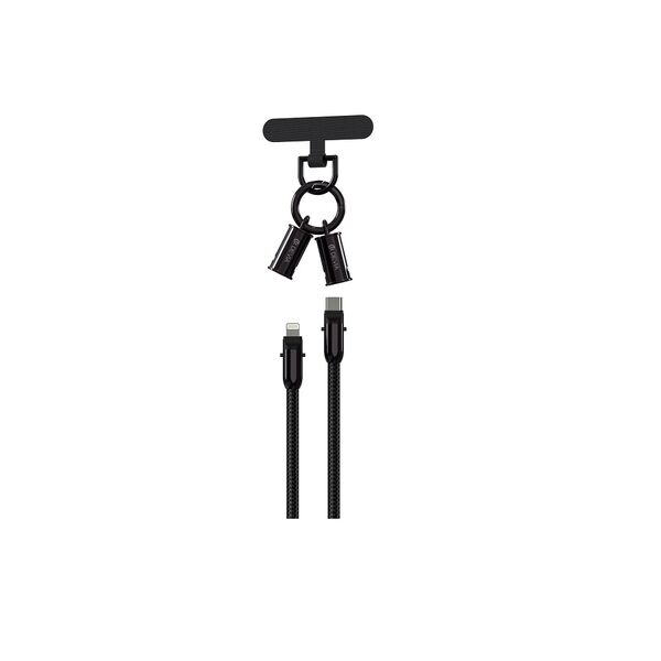 Devia cable lanyard 2in1 PD USB-C - Lightning 0,3 m 27W black 6942297112100