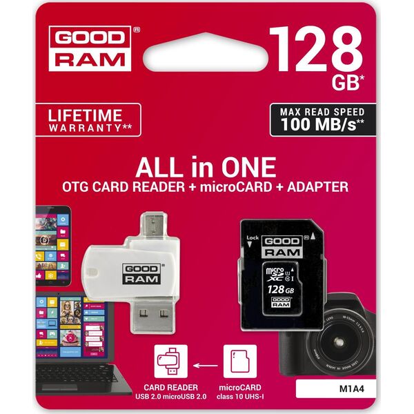 Karta GoodRam All in One MicroSDXC 128 GB Class 10 UHS-I/U1  (M1A4-1280R12)