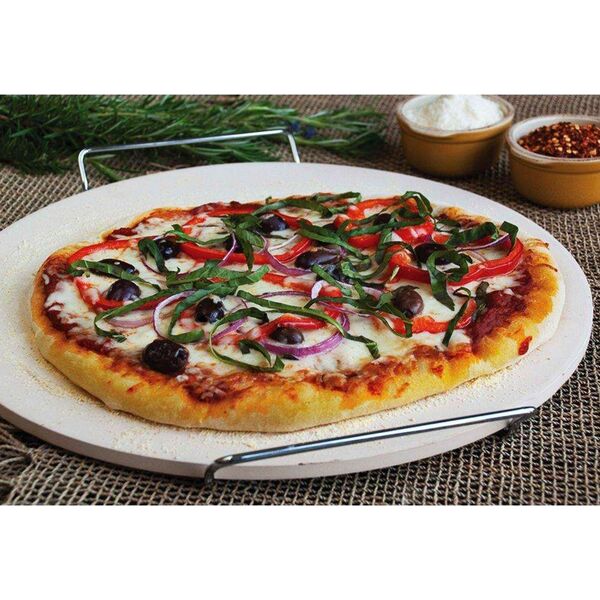Excellent Houseware Kamień okrągły do pieczenia PIZZY forma + stojak