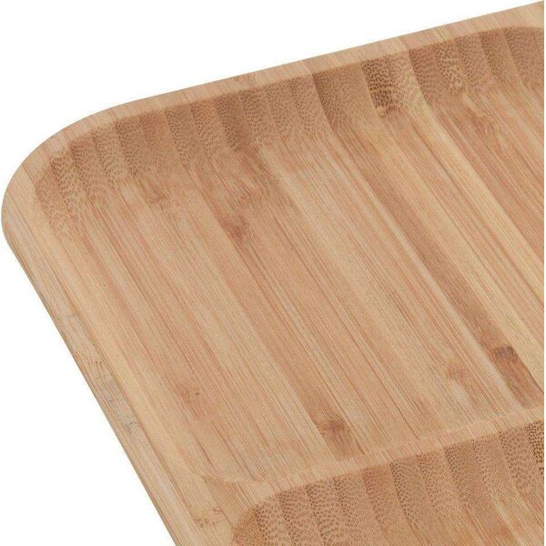 Excellent Houseware Talerz drewniany BAMBUSOWY dzielony kwadratowy taca patera 30x30 cm