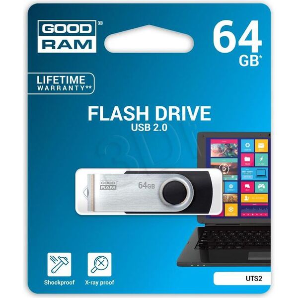 Pendrive GoodRam UTS2.0, 64 GB  (UTS2-0640K0R11)