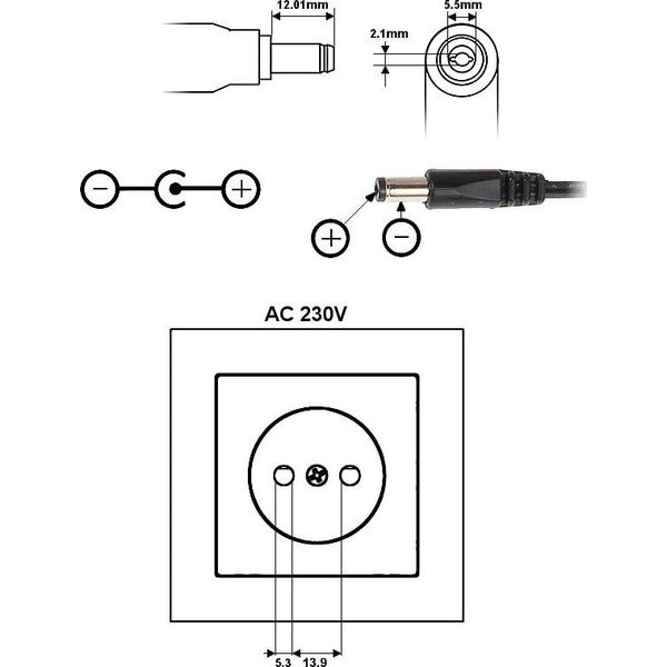 Zasilacz 12V/2A/5.5*P100