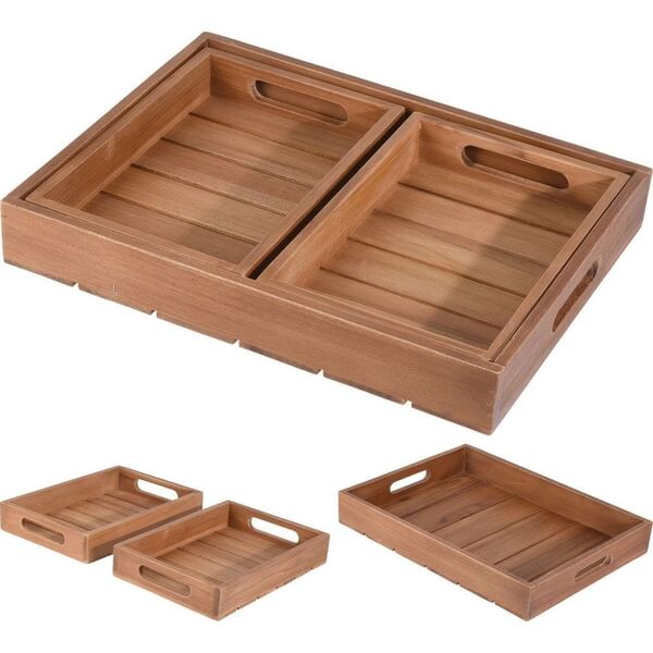 Home Styling Collection Zestaw tac dekoracyjnych TEAK, 3 elementy