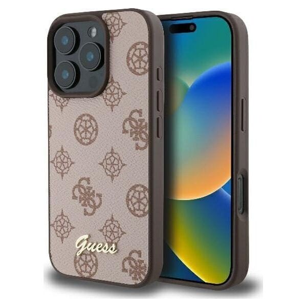 Guess Guess GUHMP16XPGPYSW iPhone 16 Pro Max 6.9" brązowy/brown hardcase Peony Script MagSafe