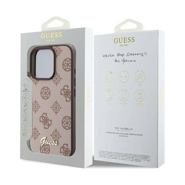 Guess Guess GUHMP16XPGPYSW iPhone 16 Pro Max 6.9" brązowy/brown hardcase Peony Script MagSafe