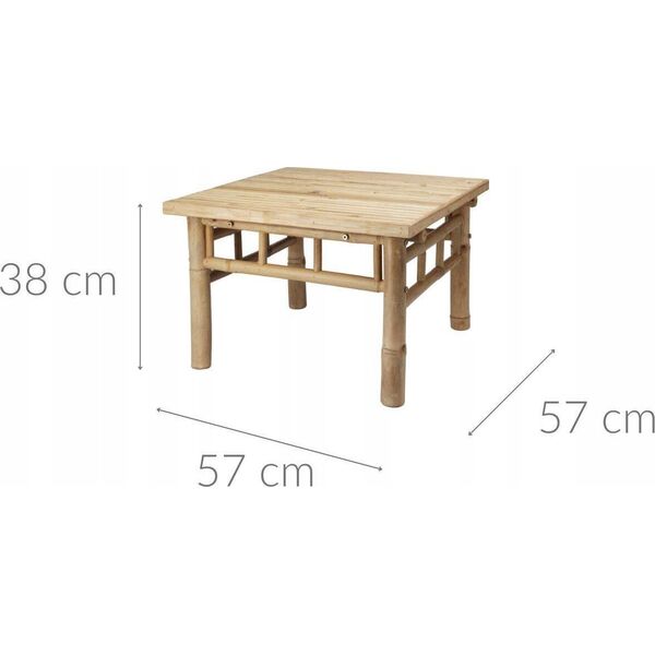 Ambiance Niski stolik kawowy z bambusa, 57 x 57 x 38 cm