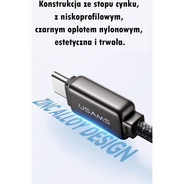 Usams USAMS Kabel USB-C na USB-C 100W 1,2m      Zinc Alloy Fast Charging Data Cable Meteor Series SJ744USB01 (US-SJ744)