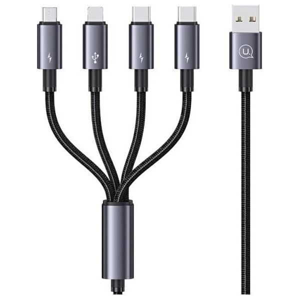 Kabel USB Usams USAMS Kabel 4w1 2xUSB-C/Lightning/MicroU SB 15W 1,2m Aluminum Alloy Data Cable Sufeng Series SJ739USB101 (US-SJ739)