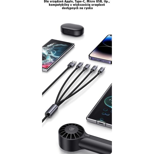Kabel USB Usams USAMS Kabel 4w1 2xUSB-C/Lightning/MicroU SB 15W 1,2m Aluminum Alloy Data Cable Sufeng Series SJ739USB101 (US-SJ739)