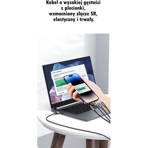 Kabel USB Usams USAMS Kabel 4w1 2xUSB-C/Lightning/MicroU SB 15W 1,2m Aluminum Alloy Data Cable Sufeng Series SJ739USB101 (US-SJ739)