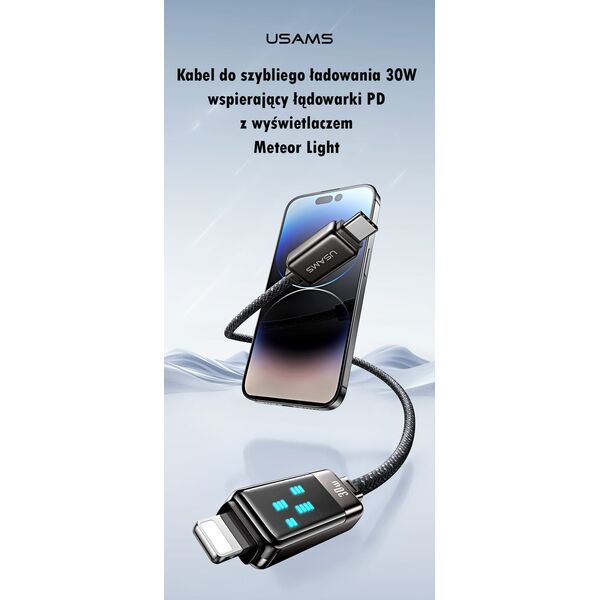 Usams USAMS Kabel USB-C na Lightning 30W 1,2m   Zinc Alloy Fast Charging Data Cable Meteor Series SJ743USB01 (US-SJ743)