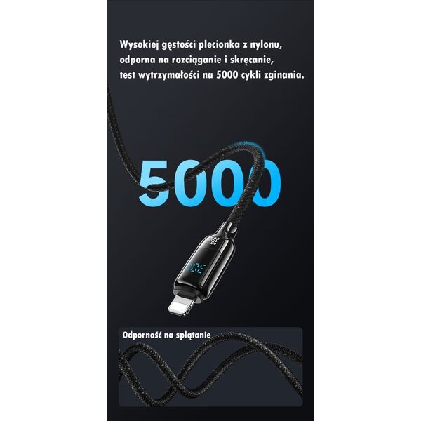 Usams USAMS Kabel USB-C na Lightning 30W 1,2m   Digital Display Zinc Alloy Fast Charging Data Cable HX Series SJ741USB01 (US-SJ741)
