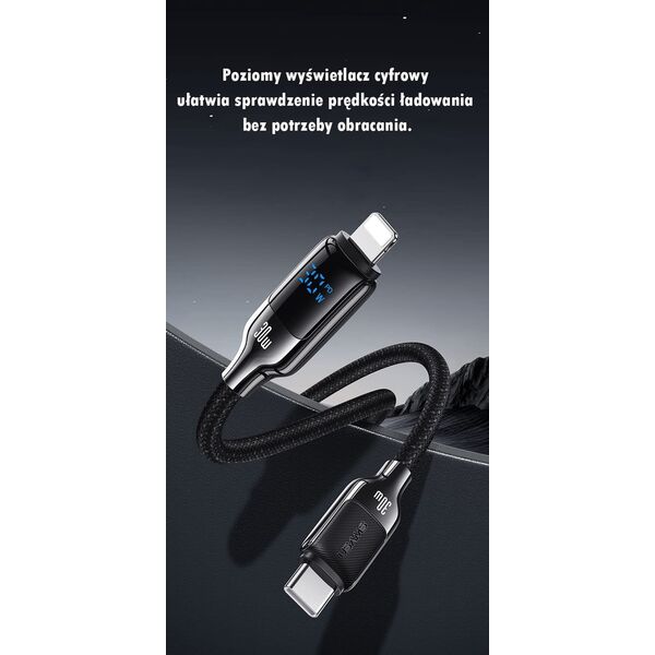 Usams USAMS Kabel USB-C na Lightning 30W 1,2m   Digital Display Zinc Alloy Fast Charging Data Cable HX Series SJ741USB01 (US-SJ741)