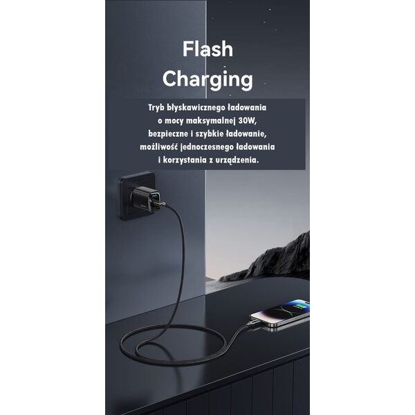 Usams USAMS Kabel USB-C na Lightning 30W 1,2m   Digital Display Zinc Alloy Fast Charging Data Cable HX Series SJ741USB01 (US-SJ741)