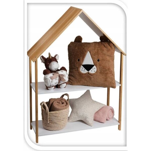 Regał do pokoju dziecka domek, bambus i MDF, 80 x 30 x 108 cm