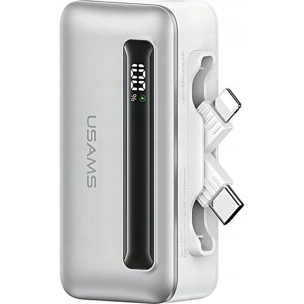Powerbank USAMS US-CD233 4500mAh USB-C, Lightning 20W PD Fast Charge srebrny/silver